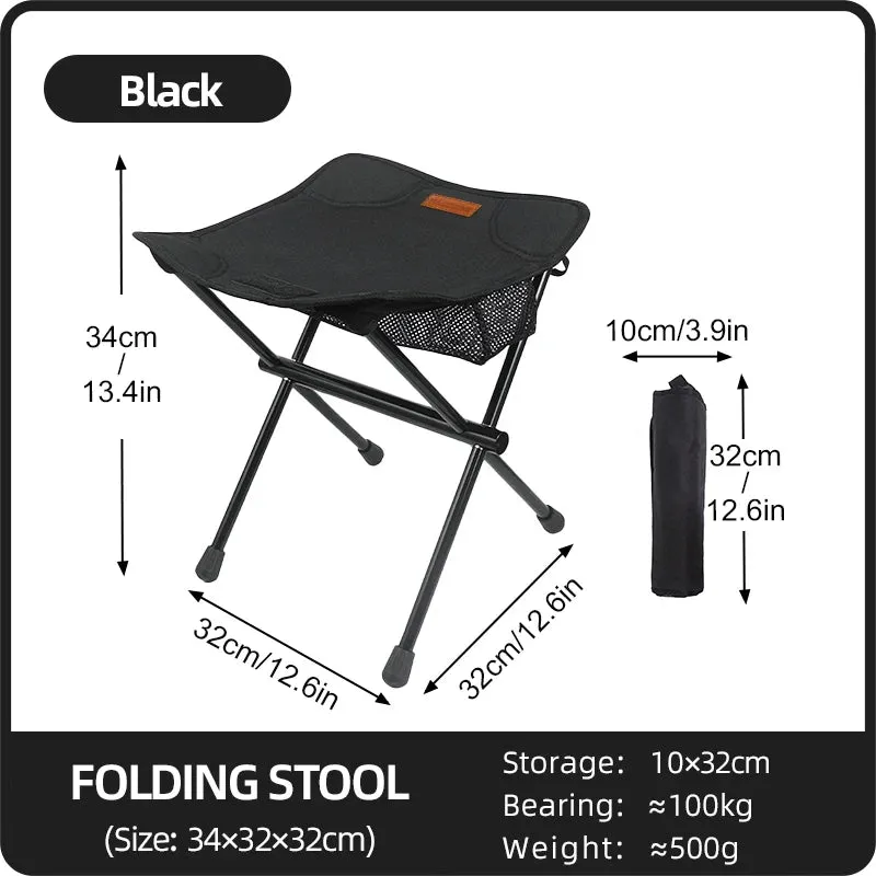 PACOONE Portable Folding Stool Lightweight Aluminum for Camping and Fishing