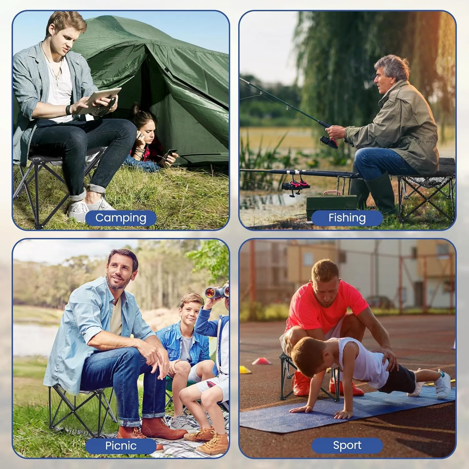 Padded Camping Stool, 18 Inch Oversized Camping Foot Rest, 500lb Camping Chairs Outdoor Footstool Portable Camping Ottoman for Camping Gardening Fishing w/Storage Net Carry Bag (1, Black)