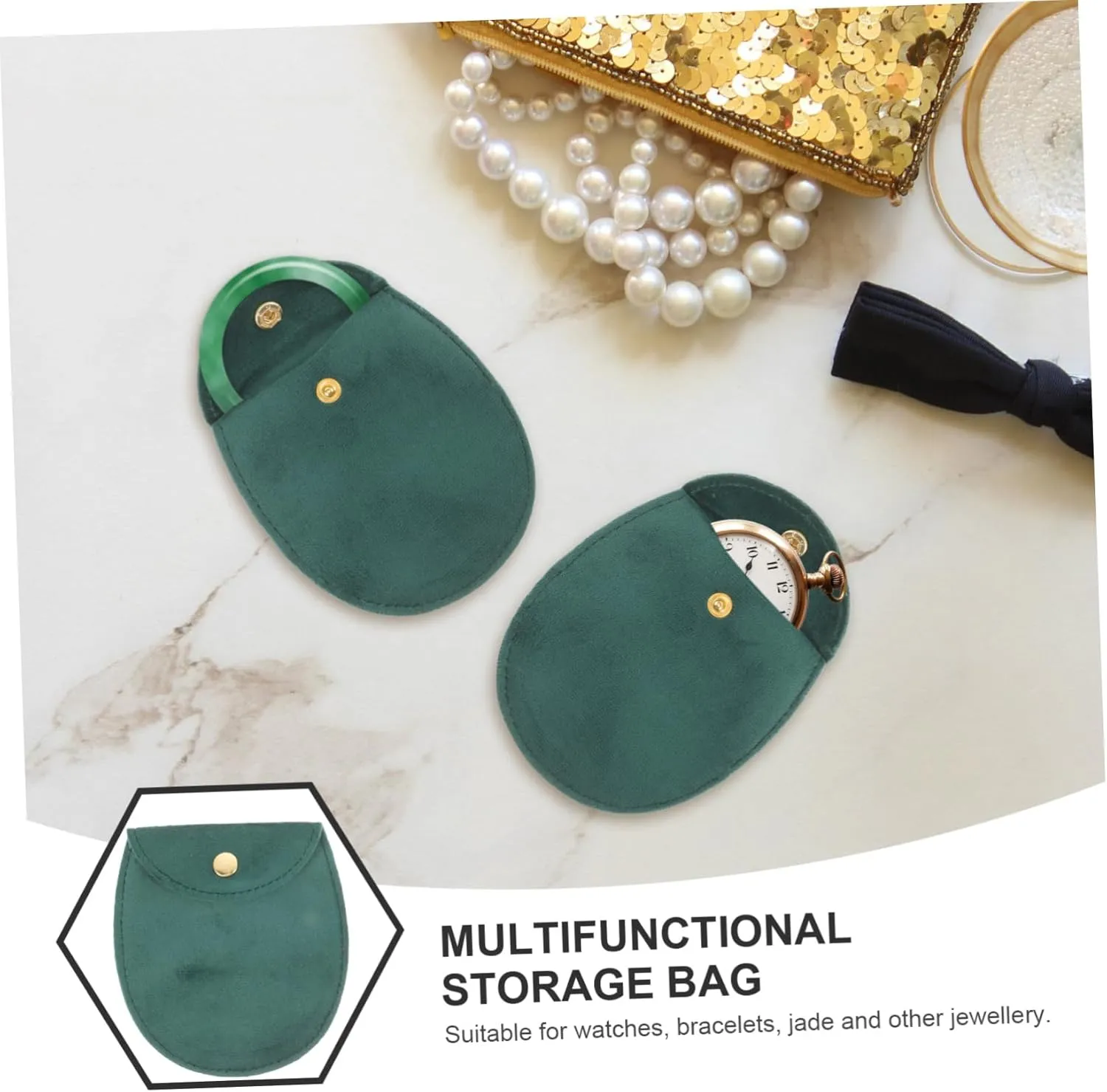 PartyKindom 3sets Quality Watch Storage Bag Retro Chain Design Pouch for Pocket Watch Protection 2pcs*3