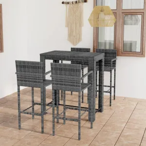 Patio Furniture Set,Patio Furniture,5 Piece Patio Bar Set with Armrest Poly Rattan GrayDesigned for Camping, Resting, Outdoors.