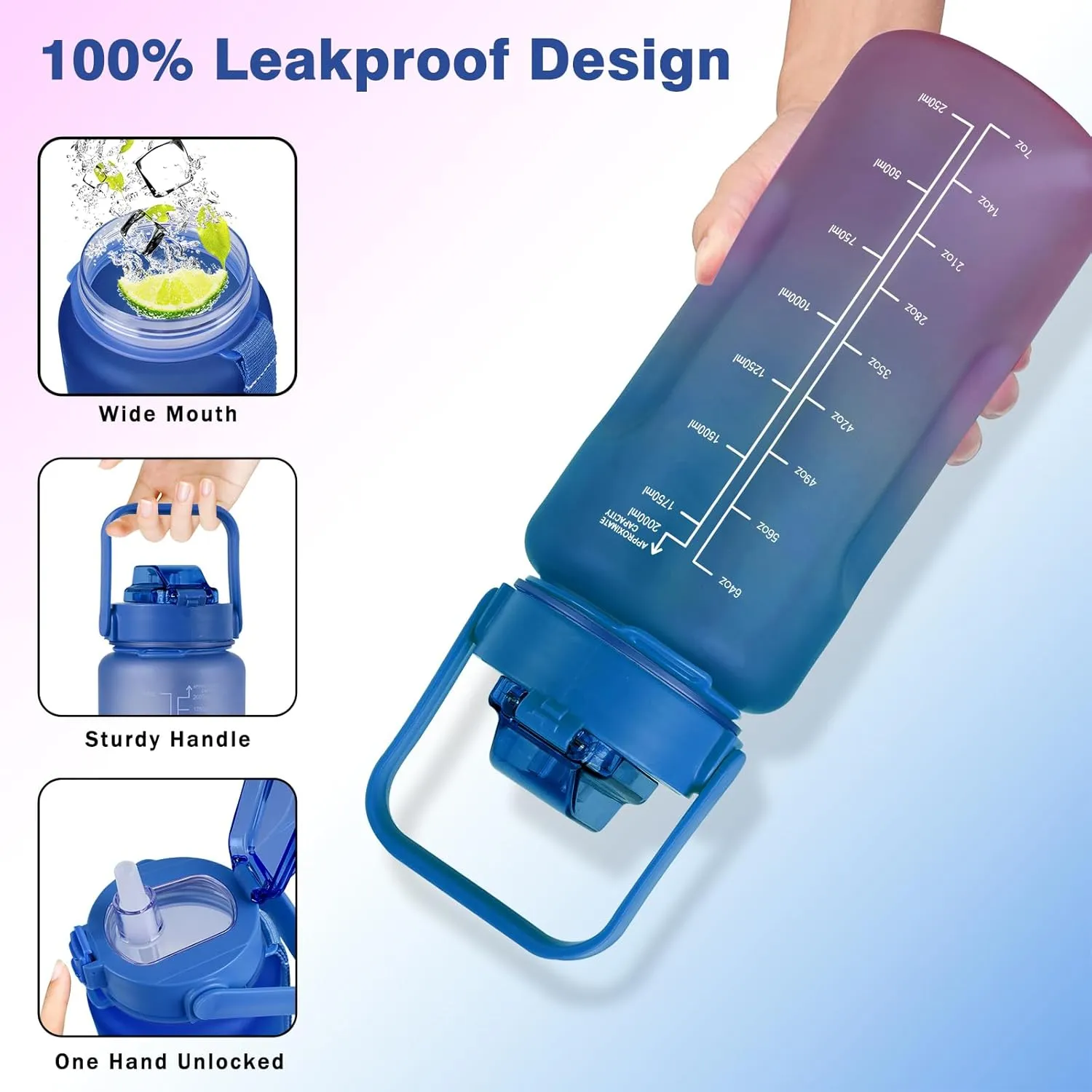 Peacock Gifts for Women, Peacock Water Bottle Half Gallon Water Bottle with Time Marker, Sports Gym Water Bottles for Women BPA Free Half Gallon Water Jugs Motivational Water Bottles 64 oz