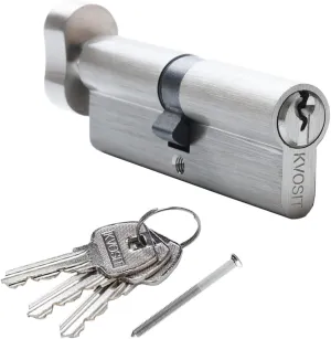 Pella Solid Brass Lock Cylinder With 3 Keys - 90mm Storm Door Lock Replacement for Patio Sliding Door - Brushed Nickel Security Door Lock
