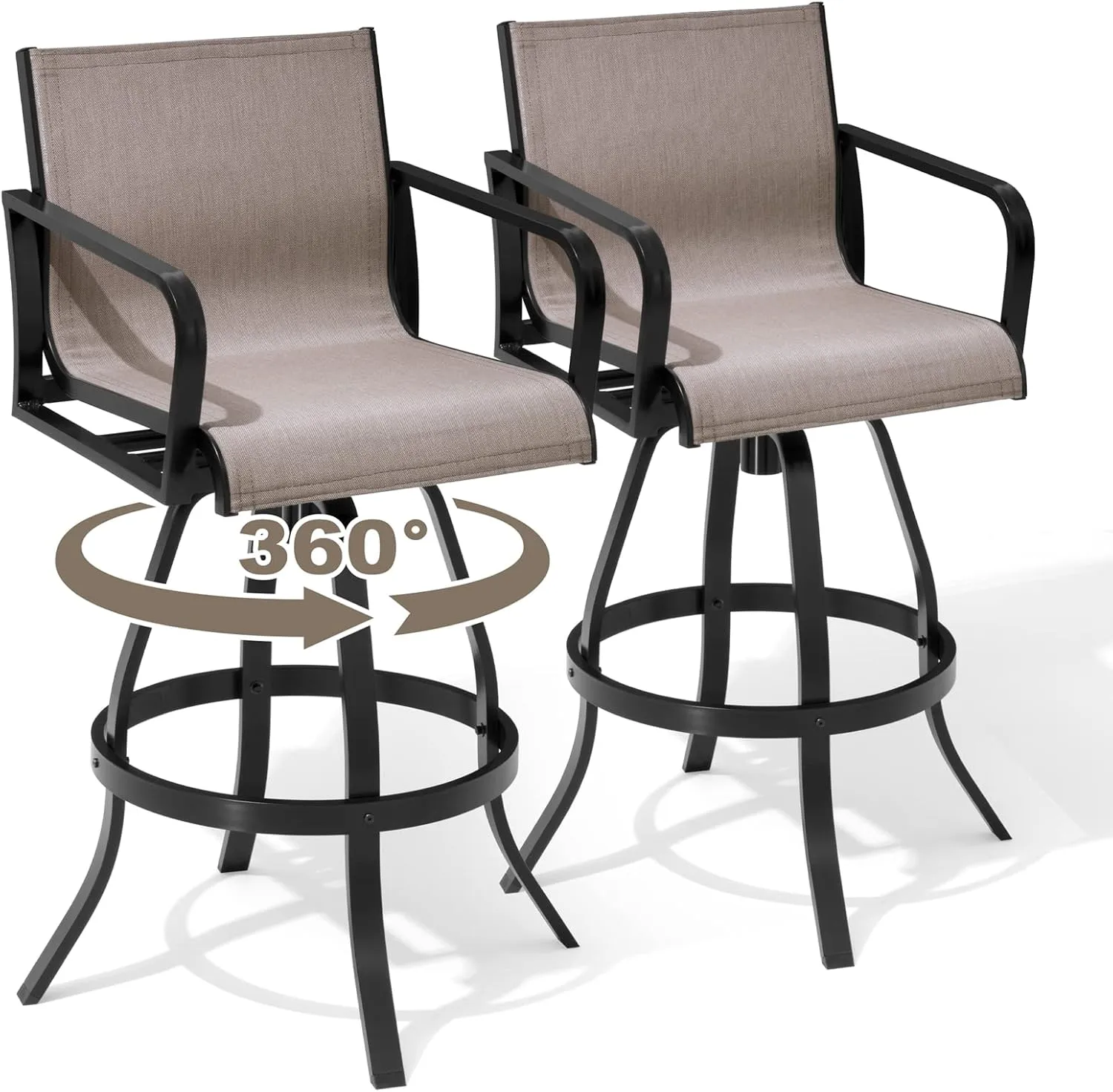 Pellebant Outdoor Swivel Bar Stools Set of 2, 30" Swivel Patio Bar Height Chairs with Sunbrella Fabric & Aluminum Frame, All Weather Furniture for Patio, Pool, Garden, Backyard, Augustine Ashe