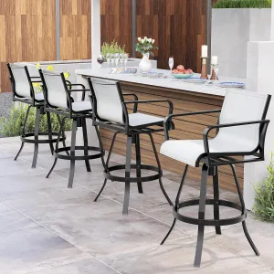 Pellebant Patio Swivel Bar Stools Set of 4, 30" Outdoor Bar Height Chairs with Sunbrella Fabric & Aluminum Frame, All Weather Furniture for Patio, Pool, Garden, Backyard, Augustine Oyster