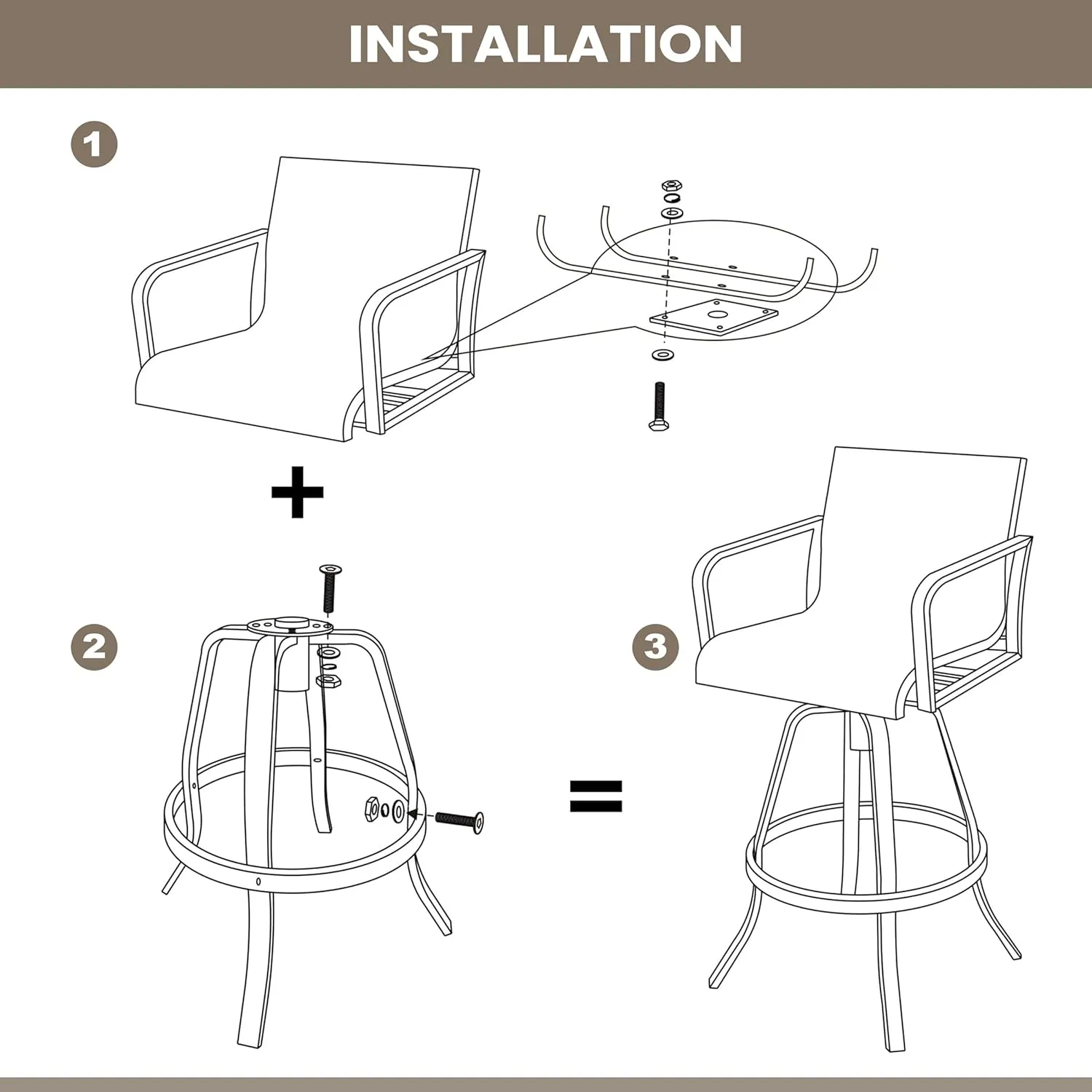 Pellebant Patio Swivel Bar Stools Set of 4, 30" Outdoor Bar Height Chairs with Sunbrella Fabric & Aluminum Frame, All Weather Furniture for Patio, Pool, Garden, Backyard, Augustine Oyster
