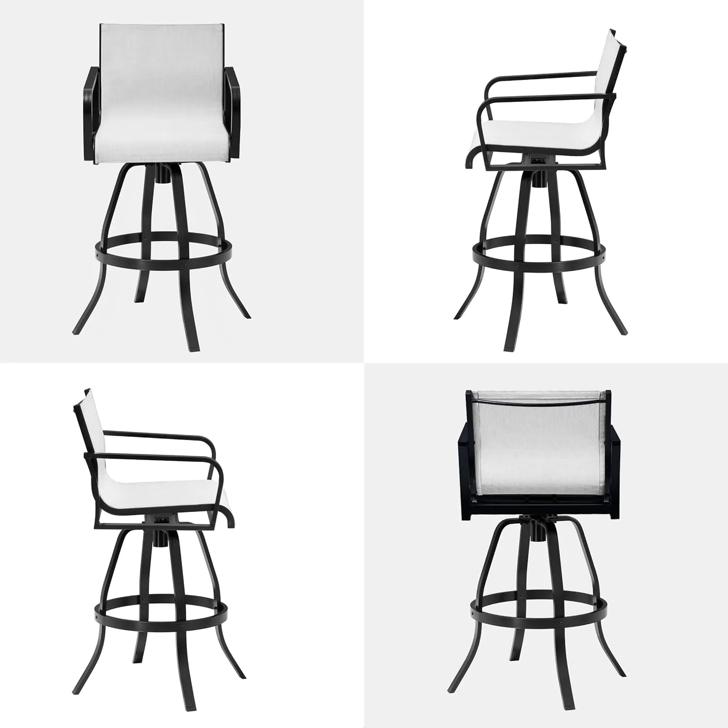 Pellebant Patio Swivel Bar Stools Set of 4, 30" Outdoor Bar Height Chairs with Sunbrella Fabric & Aluminum Frame, All Weather Furniture for Patio, Pool, Garden, Backyard, Augustine Oyster