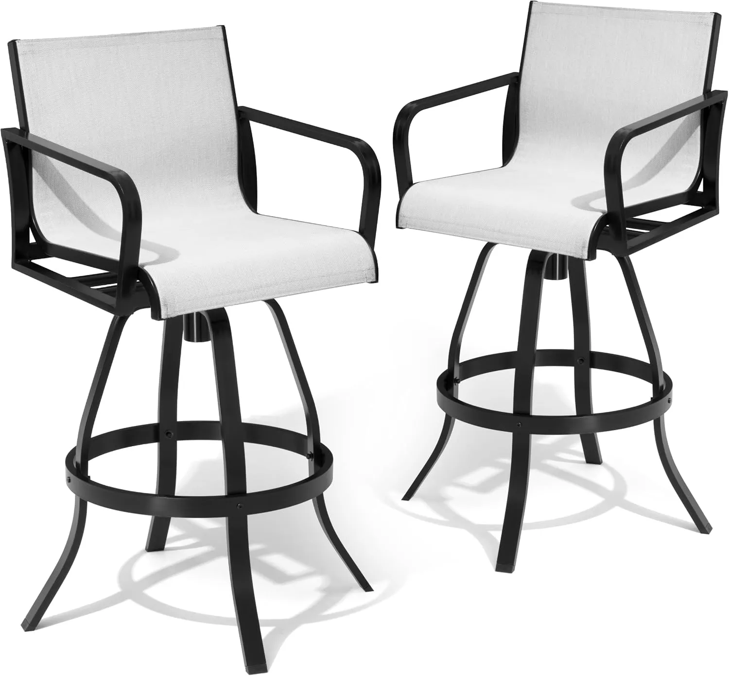 Pellebant Patio Swivel Bar Stools Set of 4, 30" Outdoor Bar Height Chairs with Sunbrella Fabric & Aluminum Frame, All Weather Furniture for Patio, Pool, Garden, Backyard, Augustine Oyster