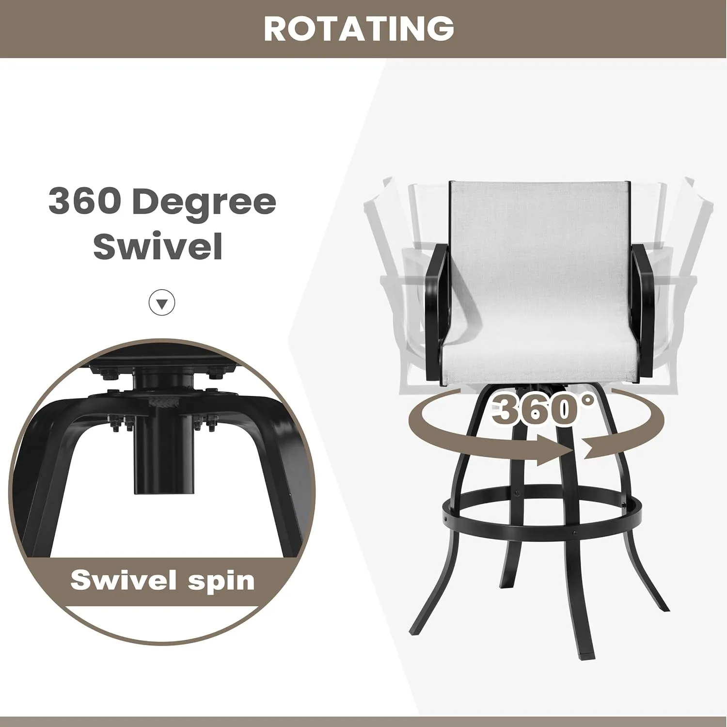 Pellebant Patio Swivel Bar Stools Set of 4, 30" Outdoor Bar Height Chairs with Sunbrella Fabric & Aluminum Frame, All Weather Furniture for Patio, Pool, Garden, Backyard, Augustine Oyster