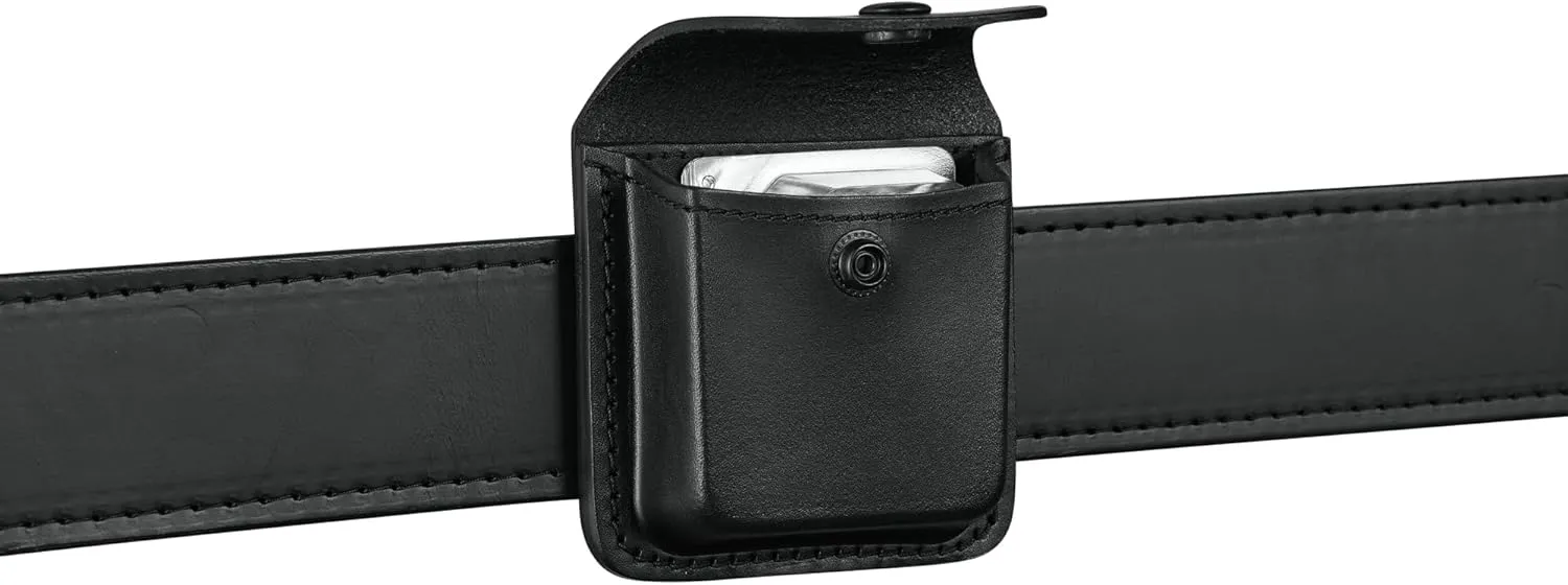 Perfect Fit Leather Nasal Spray Case for Naloxone Opiod Overdose Antidote Spray, First Aid Spray Case Black Leather with Black Snap