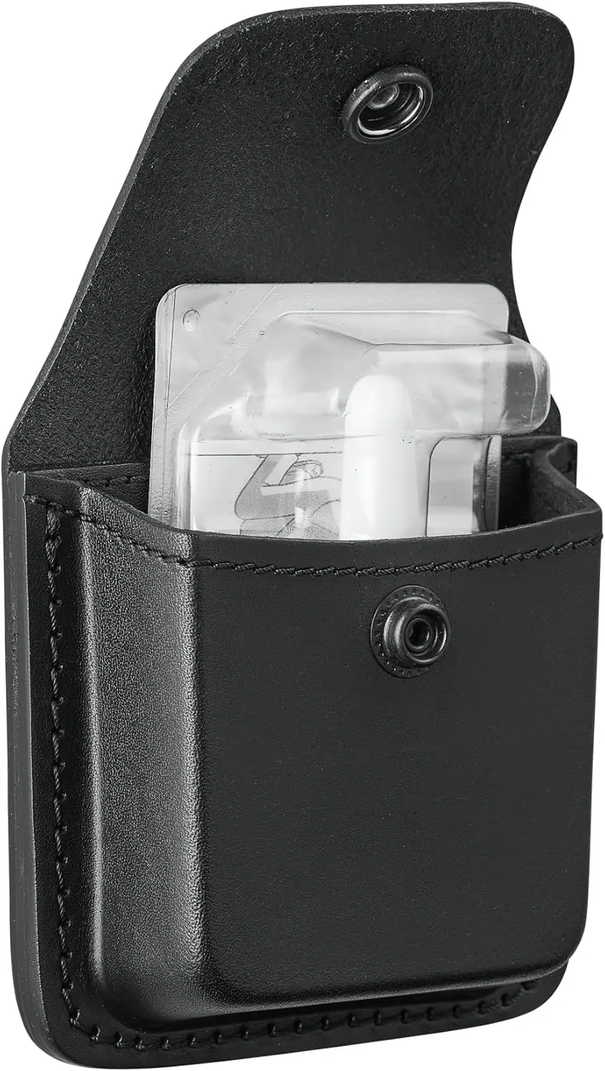 Perfect Fit Leather Nasal Spray Case for Naloxone Opiod Overdose Antidote Spray, First Aid Spray Case Black Leather with Black Snap