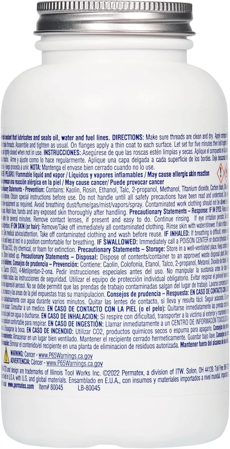Permatex 80045 Pipe Joint Compound, 16.2 oz. Bottle