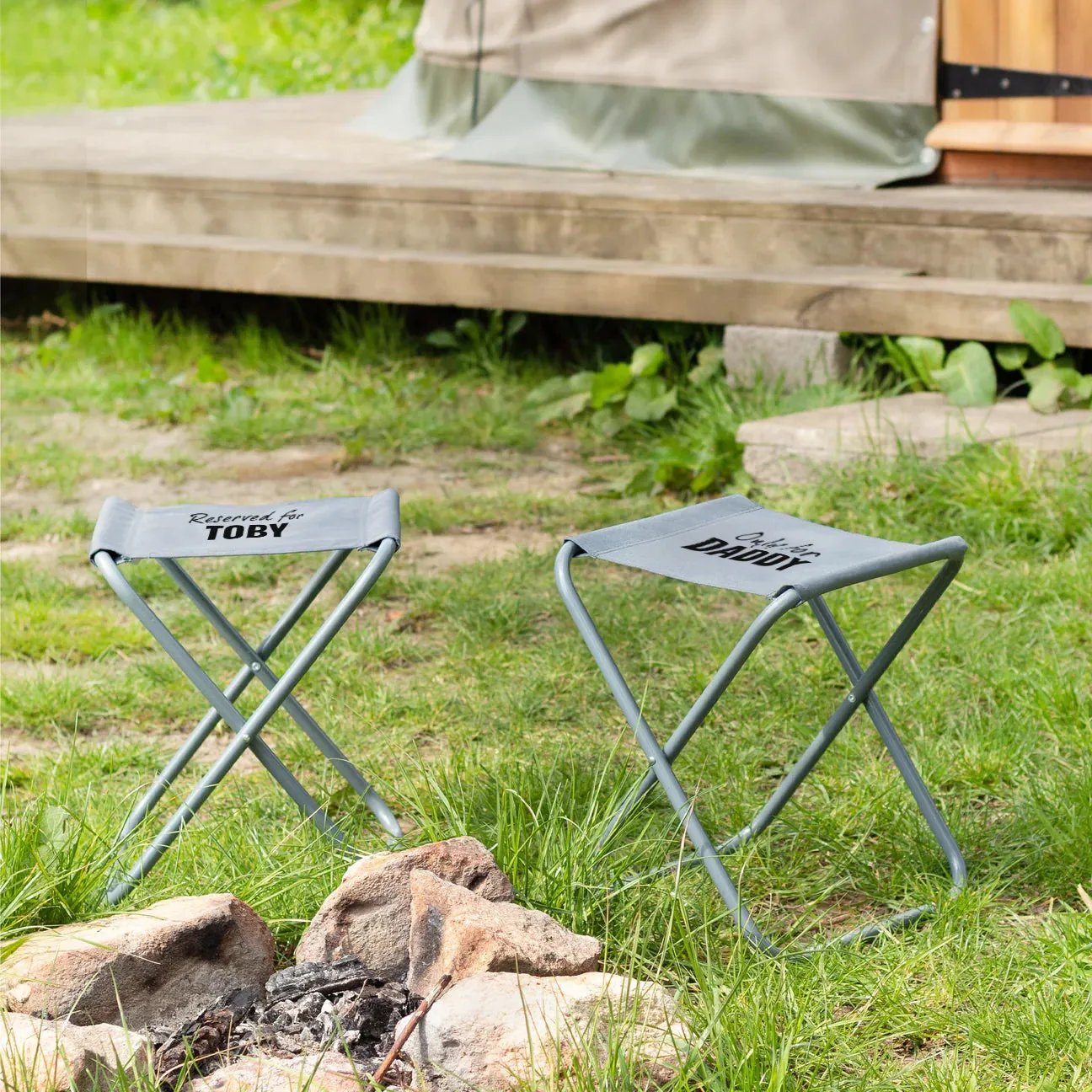 Personalised Camping Stool Charcoal