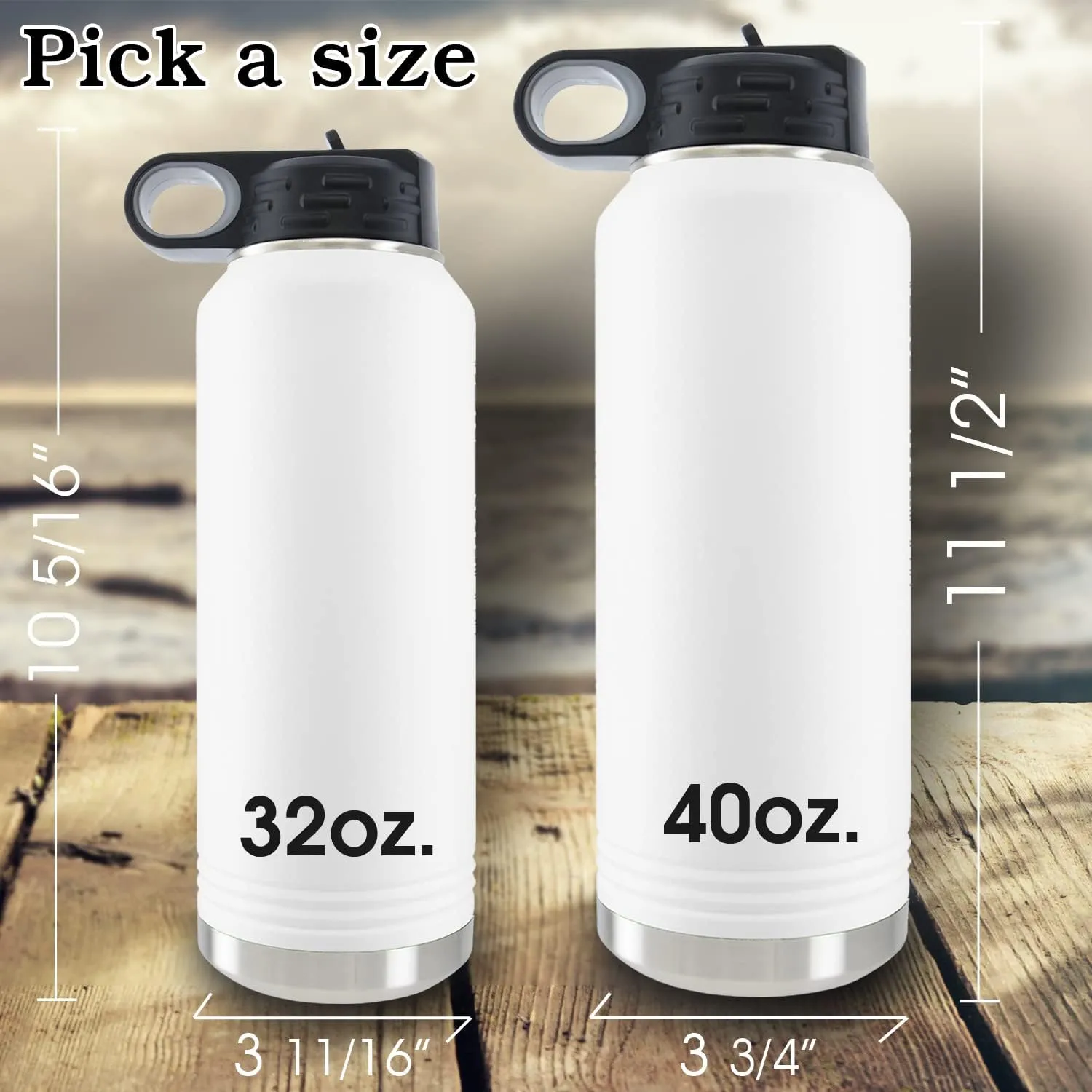 Personalized Water Bottles 40oz/32oz with Flip-Top Lid and Straw, Customized Insulated Water Flask, Stainless Steel Sports Thermos Tumblers, Gifts for Her, Name/Text Engraved by iProductsUS (White)