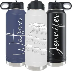 Personalized Water Bottles 40oz/32oz with Flip-Top Lid and Straw, Customized Insulated Water Flask, Stainless Steel Sports Thermos Tumblers, Gifts for Her, Name/Text Engraved by iProductsUS (White)