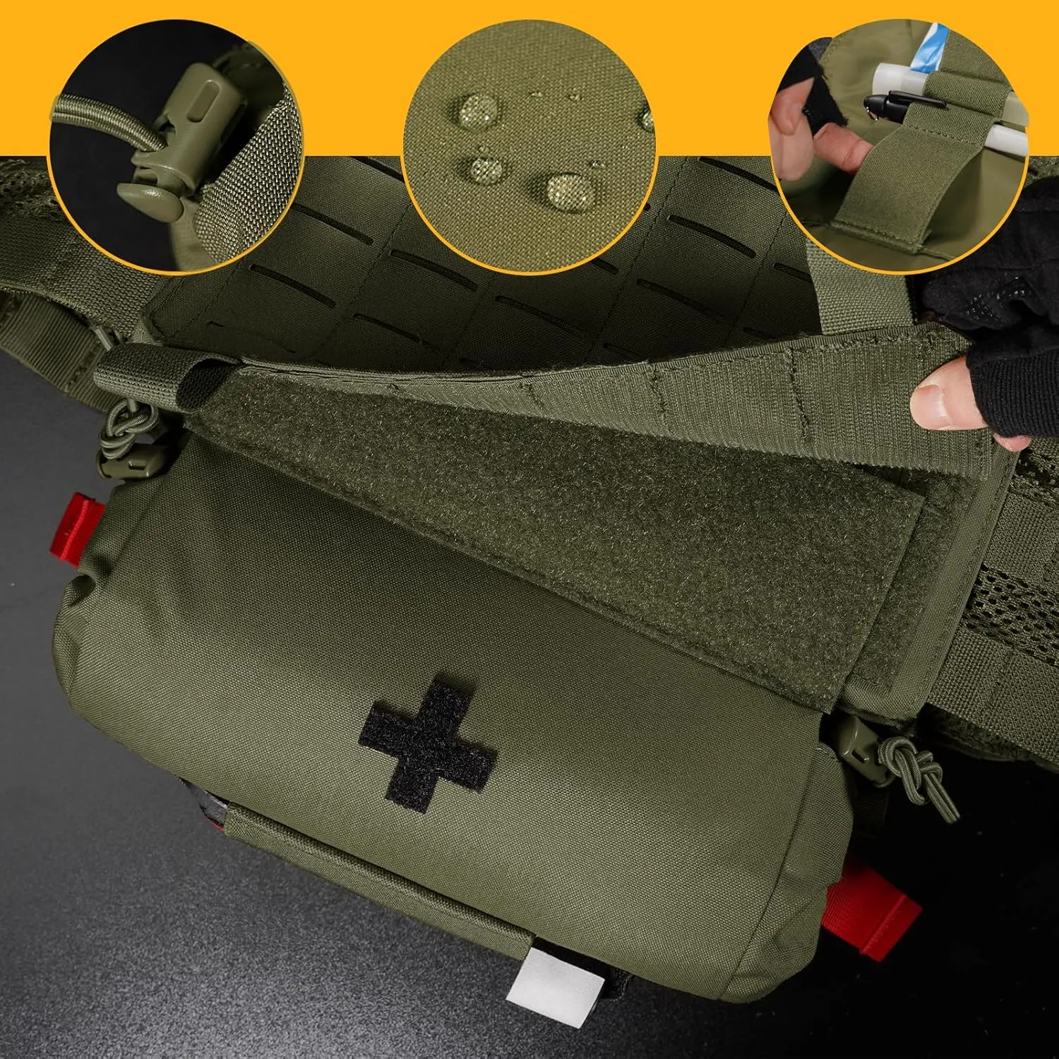 PETAC GEAR Tactical First Aid Drop Dump Pouch, Micro Medical Trauma Roll Up Drop Pouch EMT IFAK Sub Abdominal Carrying Bag with Hook-N-Loop (RG)