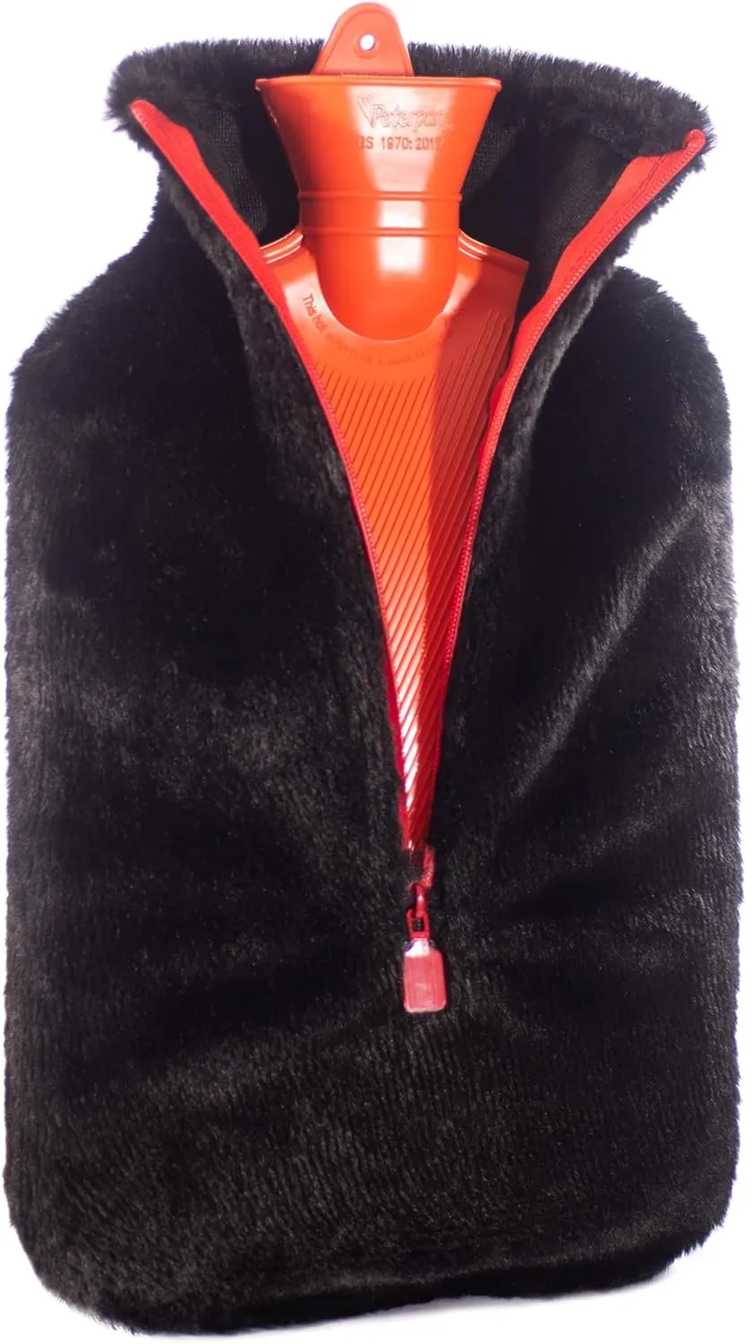 Peterpan Rubber Hot Water Bottle with Cover, Size: XXX-Large, Hot Water Bottles for Pain Relief, BPA & PVC Free, 100 Fl Oz Capacity, Red Zipper