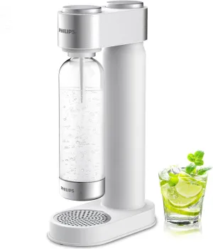 Philips Sparkling Water Maker, Soda Streaming Machine with Quick Twist Bottle, 1L BPA free PET Carbonating Bottle, Soda Maker Compatible with 60L CO2 Carbonator (NOT Included), ADD4902WHOQ/37