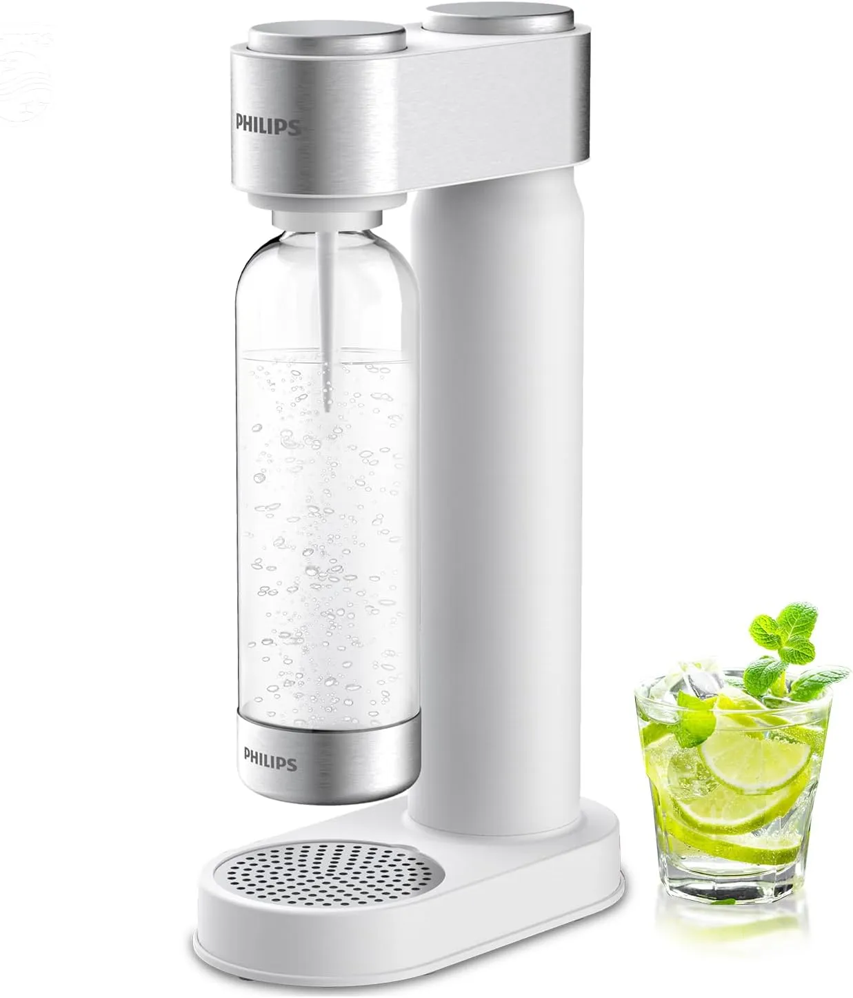 Philips Sparkling Water Maker, Soda Streaming Machine with Quick Twist Bottle, 1L BPA free PET Carbonating Bottle, Soda Maker Compatible with 60L CO2 Carbonator (NOT Included), ADD4902WHOQ/37