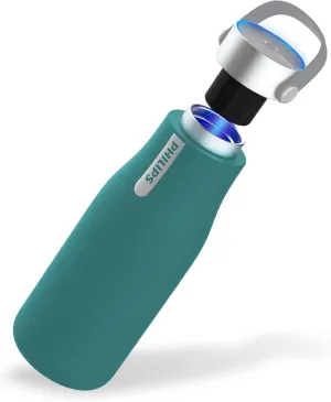 PHILIPS Water GoZero UV Self-Cleaning Smart Water Bottle Vacuum Stainless Steel Insulated Water Bottle with Handle Double-wall, Auto Cleaning, Keep Drink Hot or Cold, BPA Free, Green, 20 oz