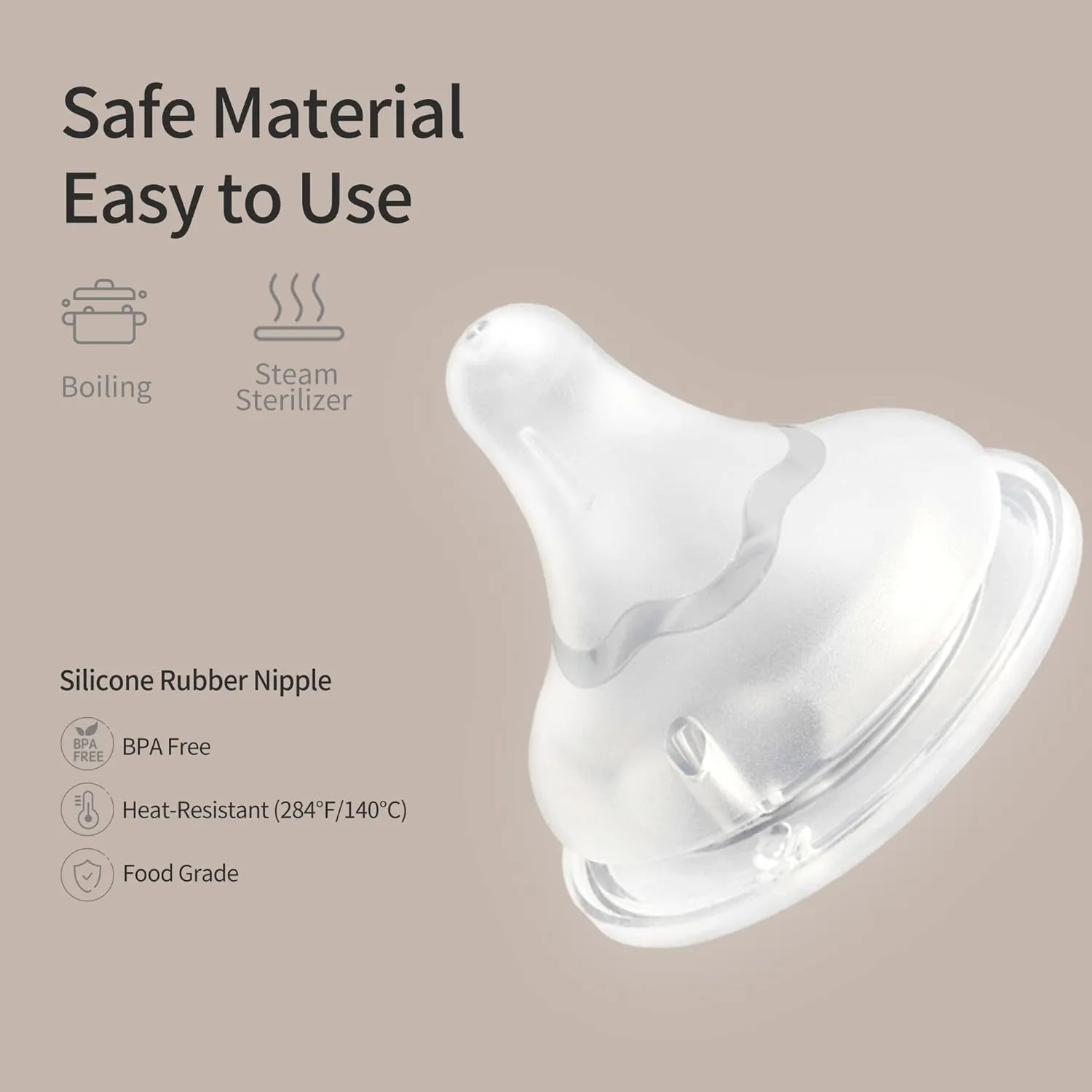 Pigeon Silicone Nipple (L) with Latch-On Line, Natural Feel, 6  Months, 4 Counts