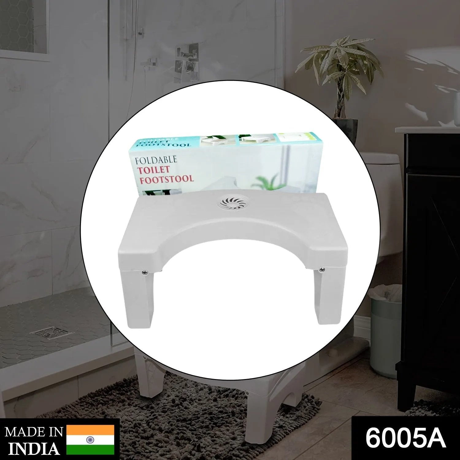 Plastic Non-Slip Folding Toilet Squat Stool - White Color