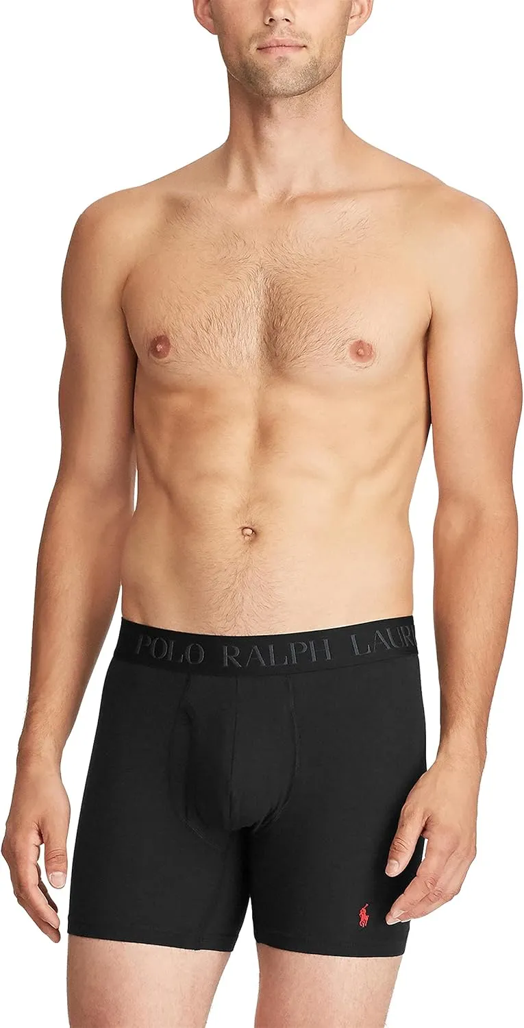 POLO Men's 4d Flex Cotton Modal Stretch Boxer Briefs 3-Pack