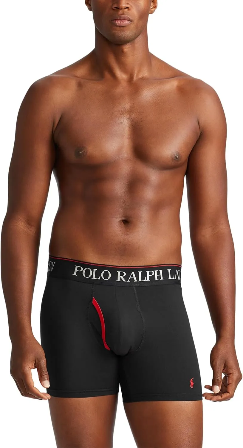 POLO RALPH LAUREN Men's 4D Flex Cooling Microfiber Boxer Briefs & Long Leg Boxer Briefs, 3 Pack