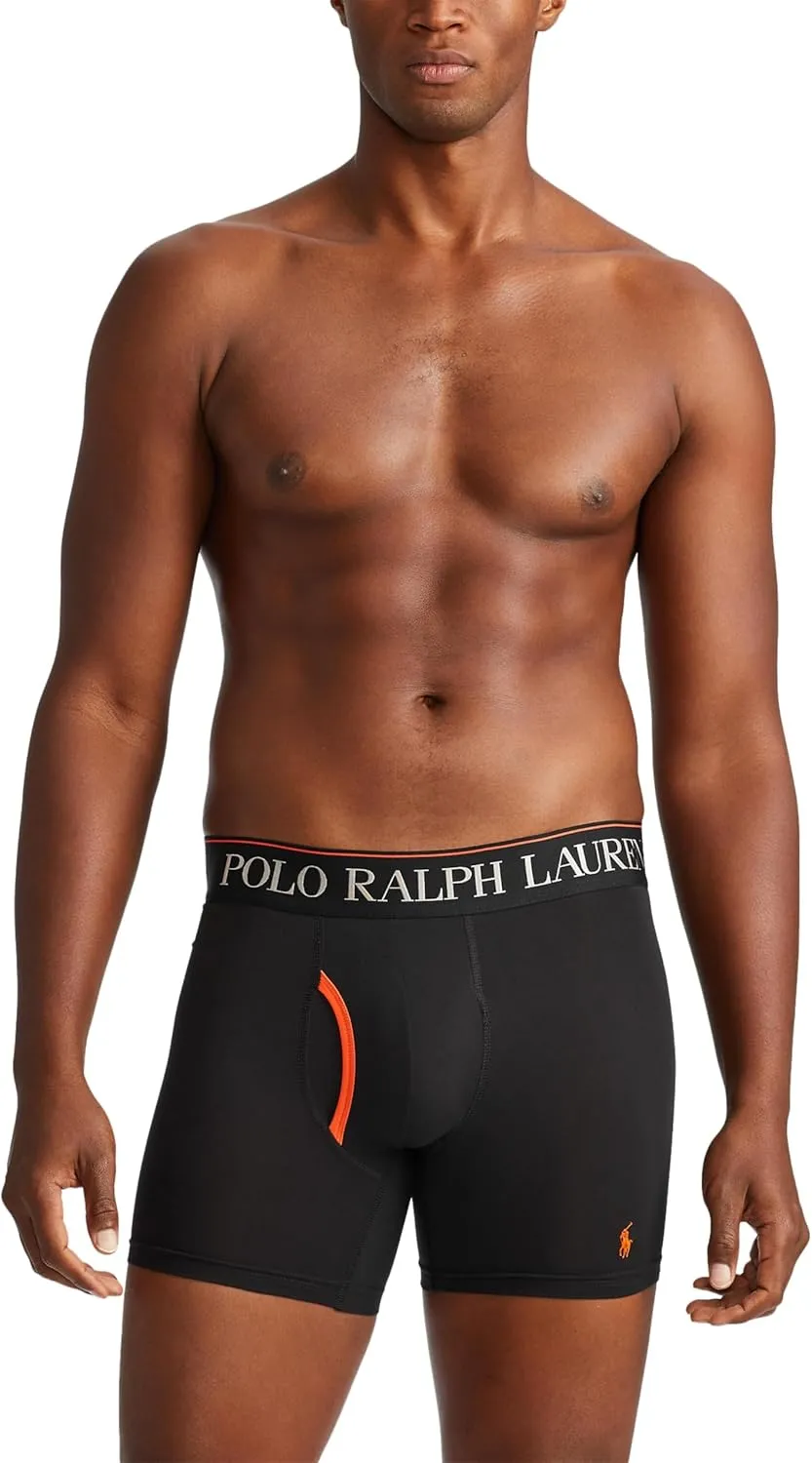 POLO RALPH LAUREN Men's 4D Flex Cooling Microfiber Boxer Briefs & Long Leg Boxer Briefs, 3 Pack