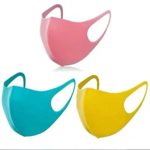 Polyurethane Mask Coloured Pink/Yellow/Blue 3Pk