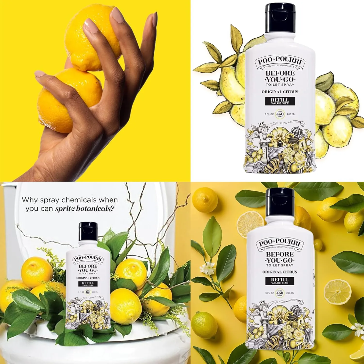 Poo Pourri Original Citrus Two 9-Ounce Refill Bottle and 1.4-Ounce Original