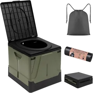 PORMYTRIP Portable Toilet Camping Toilet Foldable Toilet for Car Indoor Outdoor Commode Travel Toilet Portable Toilet for Camping,Tent,Hiking,Boating,Long Road Trips,Traffic jam,Home X-Large Green
