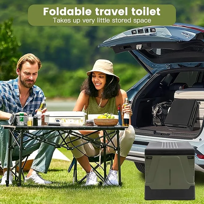 PORMYTRIP Portable Toilet Camping Toilet Foldable Toilet for Car Indoor Outdoor Commode Travel Toilet Portable Toilet for Camping,Tent,Hiking,Boating,Long Road Trips,Traffic jam,Home X-Large Green
