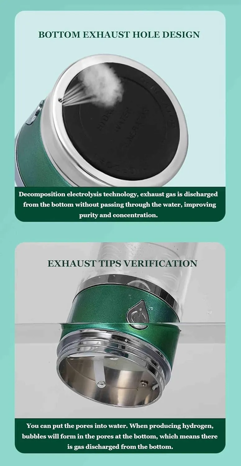 Portable 3 in 1 Hydrogen-Rich Water Bottle, 1600ppb High-Concentration Hydrogen Generator, 350ml Anti-Aging Alkaline Health Bottle, for Family Trip