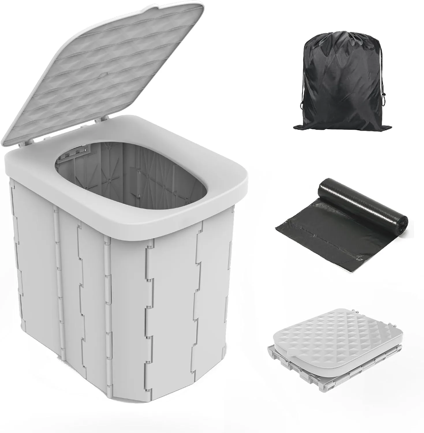 Portable Camping Toilet for Adults - Hapoon XL Portable Folding Toilet with Lid,Travel Portable Potty for Adults,Porta Potty Car Toilet