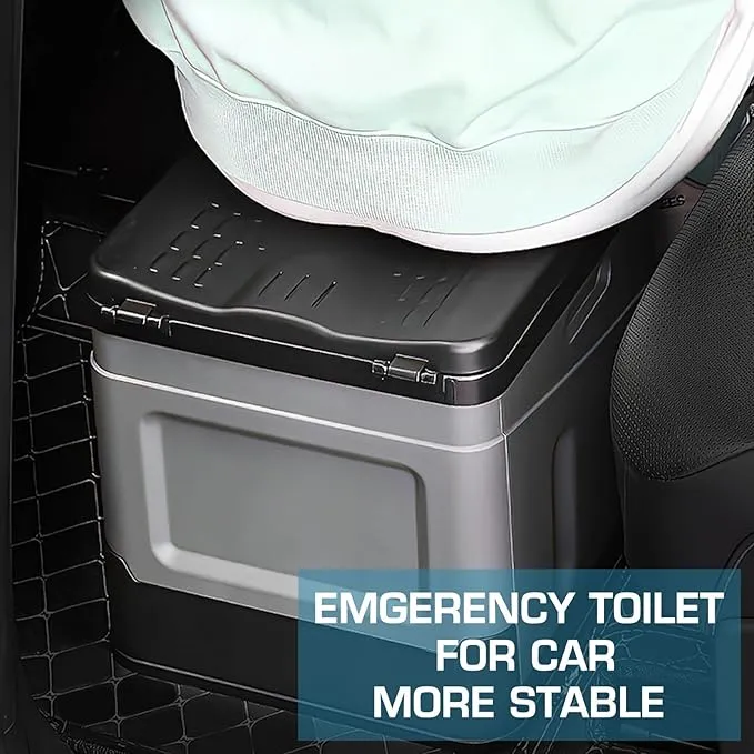 Portable Camping Toilet Water-Proof, Foldable, & Supports up to 700lbs (Grey, 10.6 * 11.8 * 11.8 INCH)