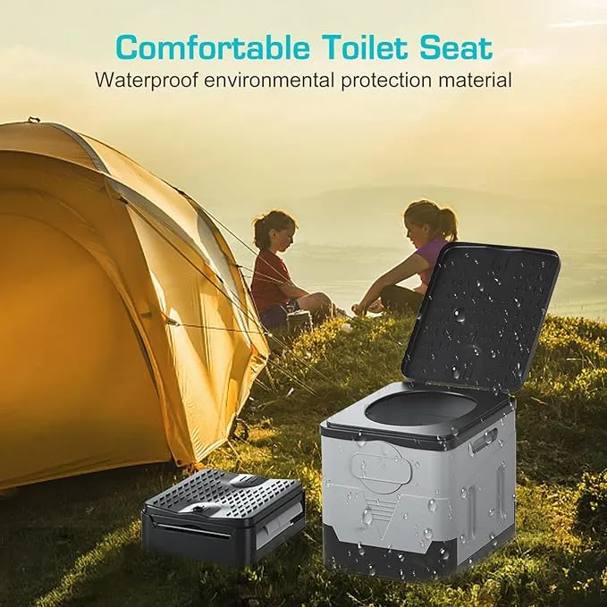 Portable Camping Toilet Water-Proof, Foldable, & Supports up to 700lbs (Grey, 10.6 * 11.8 * 11.8 INCH)