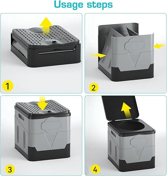 Portable Camping Toilet Water-Proof, Foldable, & Supports up to 700lbs (Grey, 10.6 * 11.8 * 11.8 INCH)