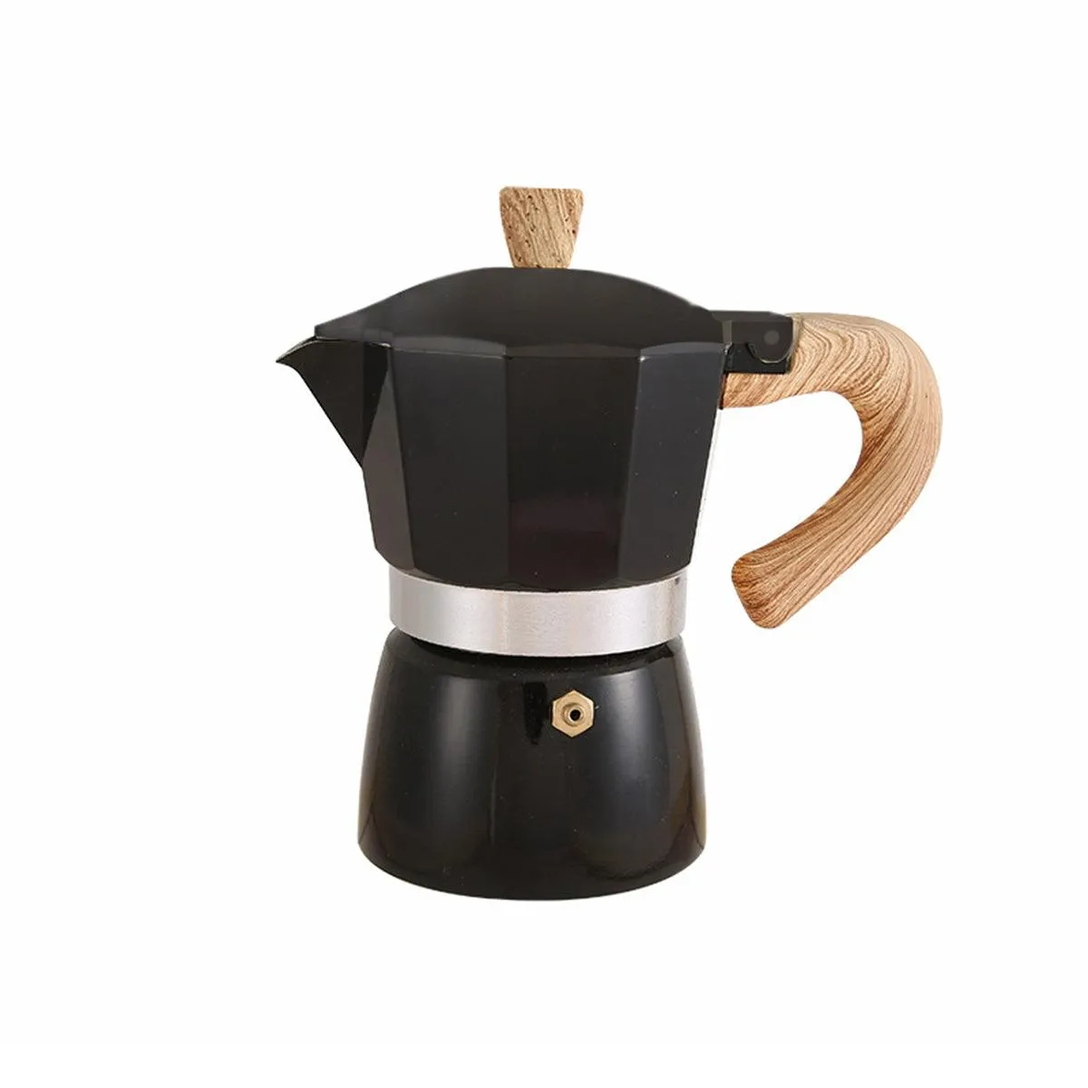 Portable Coffee Maker Wood Grain Handle Outdoor Manual Espresso Machine Camping