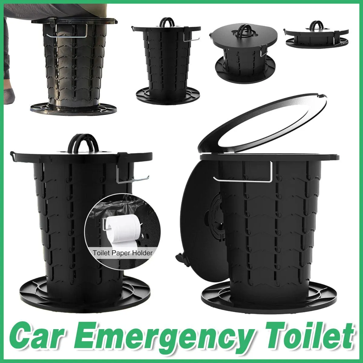 Portable Folding Camping Toilet Outdoor Emergency Travel Compact Toilet Seat