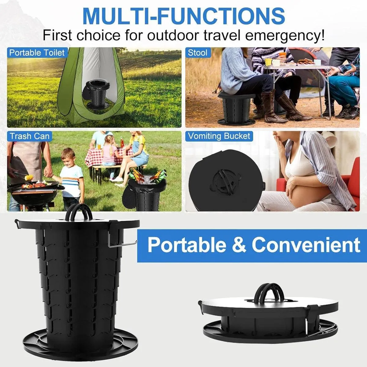 Portable Folding Camping Toilet Outdoor Emergency Travel Compact Toilet Seat