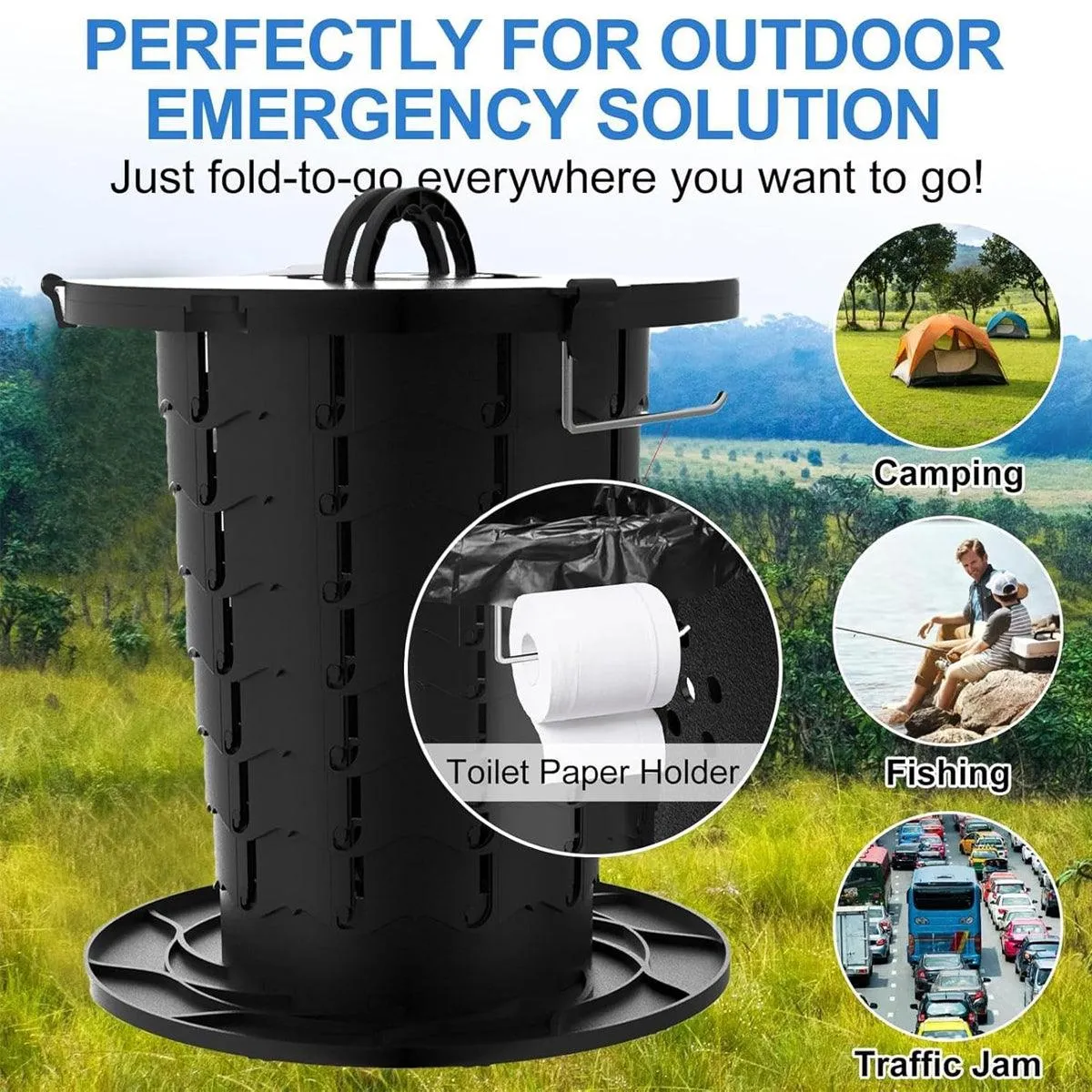 Portable Folding Camping Toilet Outdoor Emergency Travel Compact Toilet Seat