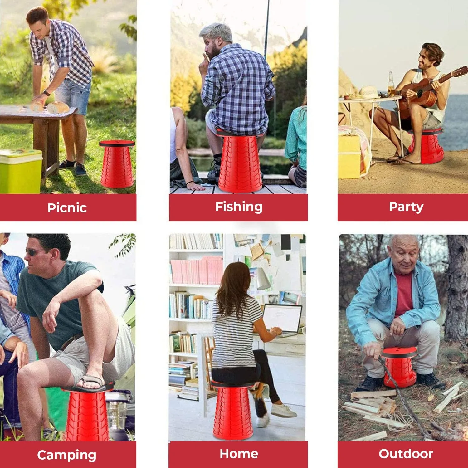 Portable Folding Stool, Telescopic Camping Stools Lightweight Chair Seat for Outdoor Camping BBQ Fishing Hiking Gardening Indoor