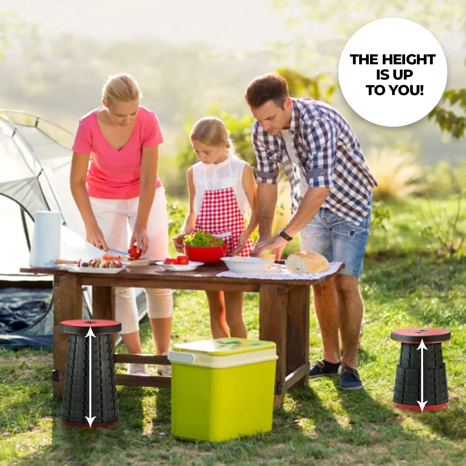 Portable Folding Stool, Telescopic Camping Stools Lightweight Chair Seat for Outdoor Camping BBQ Fishing Hiking Gardening Indoor