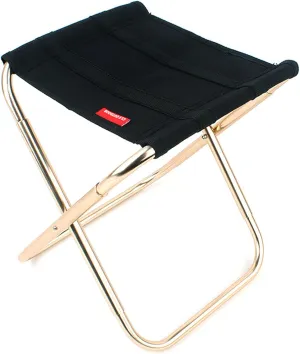 Portable Folding Stool,Outdoor Foldable Lightweight Aluminum Stools with Storage Bag for Fishing Picnic Camping BBQ Travel,Gold