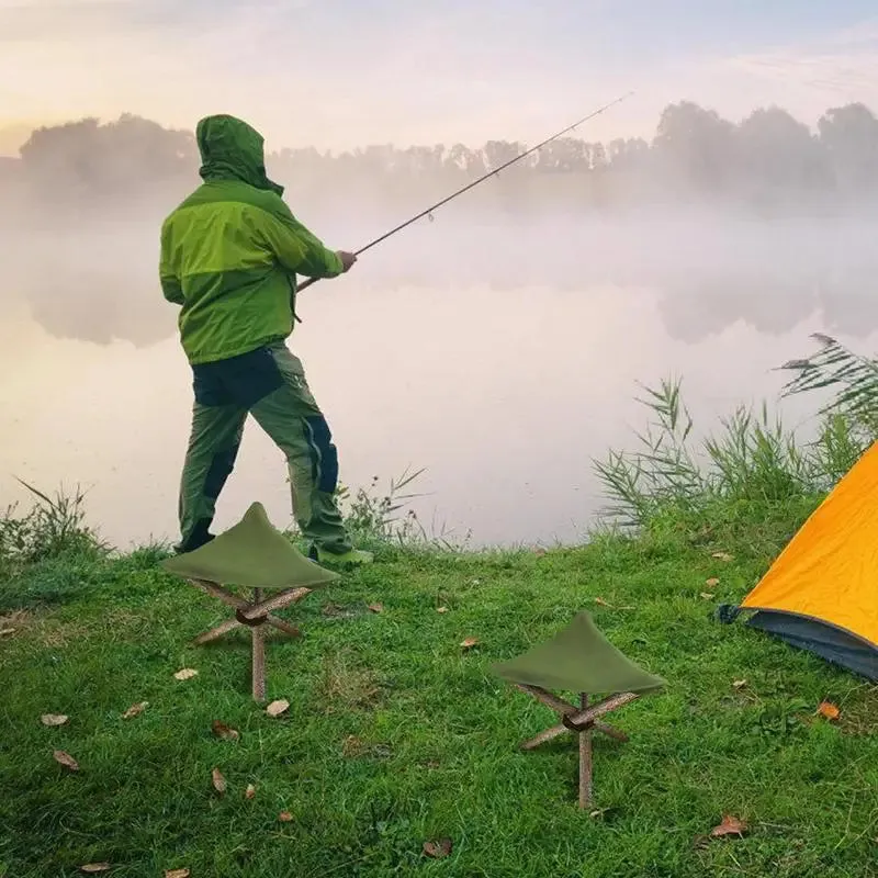 Portable Folding Tripod Camping Stool Cloth Outdoor Fishing Slacker Chair Waterproof Canvas Triangle Stool Fishing Chair