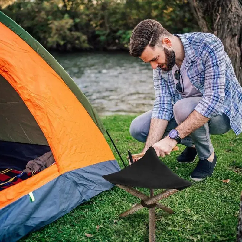 Portable Folding Tripod Camping Stool Cloth Outdoor Fishing Slacker Chair Waterproof Canvas Triangle Stool Fishing Chair