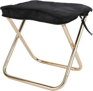 Portable Golden Aluminum Alloy Folding Stool for Outdoor Camping, Fishing, and Hiking
