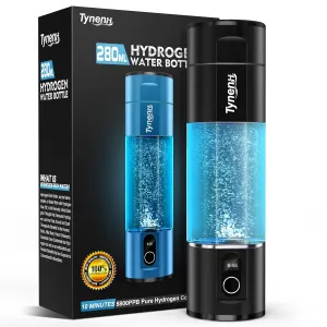 Portable Hydrogen Water Bottle Generator: 280ML Water lonizer Machine with 5800PPB ,SPE/PEM Technology,5/10min,Rechargeable Aquahealth Hydrogen Water,for Travel,Office Fitness Drinking (Black)
