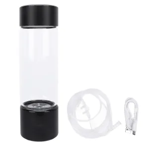 Portable Hydrogen Water Bottle Generator with SPE Technology 460ml 3Min 1400PPB Rechargeable Hydrogen Rich Water Ionizer Machine Travel for Home Office Exercise