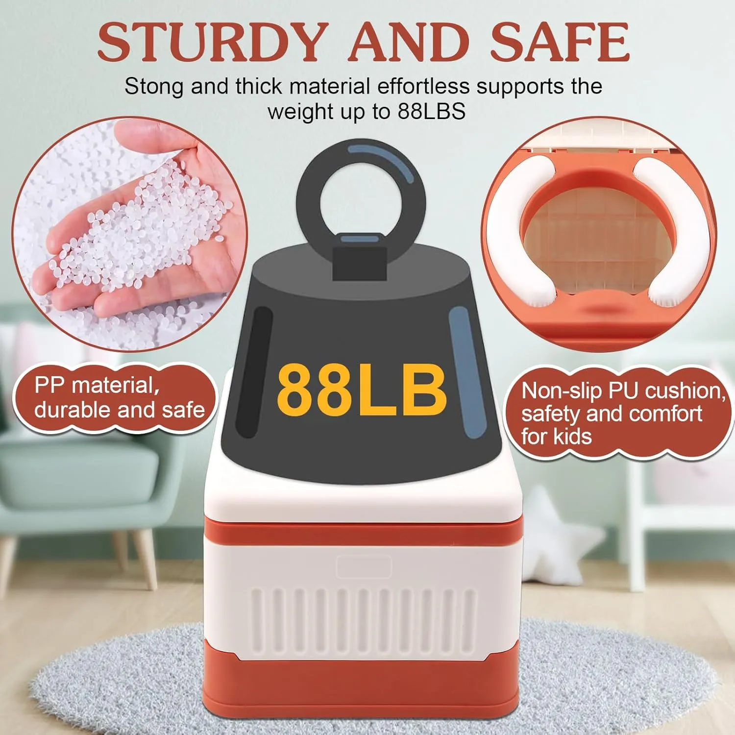 Portable Potty for Toddler Travel, Foldable Travel Potty Training Toilet Seat for Kids Boys Girls, Emergency Mobile Toilet In Car for Camping Outdoor Indoor, with 30 Disposable Bags, Orange